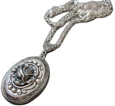 Vintage Silver Locket Necklace For Mother's Day, Victorian Silver Jewelry For Valentine's Day, Silver Victorian Locket Necklace Gift, Victorian Silver Locket Necklace Gift, Silver Flower Pendant Jewelry With Rose Design, Silver Locket Necklace With Flower Charm As Gift, Silver Locket Necklace For Mother's Day, Victorian Personalized Silver Locket Necklace, Victorian Silver Personalized Locket Necklace