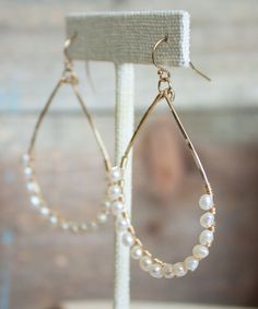 Kaia Pearl Wrap Earrings | Pearl Gold Teardrop Earrings | Coastal Jewelry | Bridal Jewelry | Wire Wr Coastal Jewelry, Wrap Earrings, Wrapped Earrings, Jewelry Bridal, Jewelry Wire, Homemade Jewelry, Earrings Pearl, Wire Wrapped Earrings, Wedding Earrings