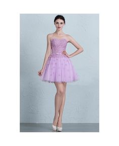 Shop low price cute lavender mini short tulle sweetheart party dress online. Custom-made any size or color. Pro since 2009. Lavender Mini Dress For Spring Prom, Purple Tulle Dress, Gaun Tulle, Cute Party Dresses, Half Dress, Sweetheart Homecoming Dress, Cute Drinks, Purple Tulle, Party Dress Classy