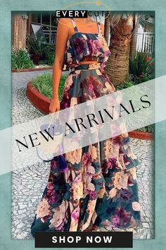 Elegant Floral Print Princess Cake Dress Suit Chic Two-piece Set For Brunch, Elegant Two-piece Summer Dresses, Summer Party Chiffon Sets, Chic Chiffon Sets For Spring, Two-piece V-neck Party Dress, Summer Two-piece Dress For Brunch, Chic Green Floral Print Sets, Casual Two-piece Dress Set For Spring, Casual Two-piece Spring Dress Set