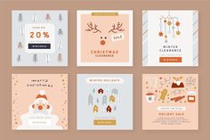 four christmas cards in different styles