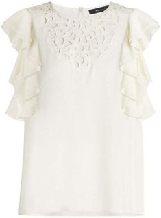 BCBGMAXAZRIA-Haidee Flutter-Sleeve Cutout Embroidered Top - Runway Catalog Elegant Sleeveless Tops With Scalloped Edges, Elegant Short Sleeve Tops With Cutwork Hem, Elegant Spring Top With Cutwork Hem, Elegant Tops With Cutwork Hem For Spring, Elegant Summer Tops With Cutwork Hem, Chic Summer Blouse With Cutwork Hem, Chic Scalloped Edges Blouse For Summer, Chic Blouse With Scalloped Edges For Summer, Chic Summer Blouse With Scalloped Edges