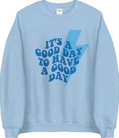 Trendy Relaxed Fit Sweatshirt With Screen Print, Cool Crew Neck Winter Sweatshirt, Cool Sweatshirt With Letter Print, Trendy Letter Print Sweater For Everyday, Trendy Everyday Sweater With Letter Print, Retro Long Sleeve Slogan Sweatshirt, Trendy Blue Sweatshirt With Slogan, Blue Winter Sweatshirt With Slogan, Trendy Oversized Slogan Sweatshirt