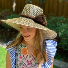 Handwoven Dark Brown And Natural Straw Hat With Extra Wide Brim. Each Of Our Artisan Hats Is Unique And Takes Approximately 8-10 Hours To Hand Weave By Skilled Artisans In The Guajira Desert Of Colombia. Pair With One Of Our Sparks+Brags Pom-Pom Hat Bands For A Pop Of Color. Pom Pom Hat Bands Are Available In A Variety Of Colors And Are Sold Separately. If You're Interested In Purchasing A Handwoven Pom Pom Hat Band Please Comment Below And I Will Let You Know What Colors We Have Available. Brim Woven Short Brim Boater Hat, Brown Woven Fedora Straw Hat, Brown One Size Sun Hat For Spring, Brown One-size Sun Hat For Spring, Brown Sun Hat With Short Brim, One Size, Brown Woven Hat With Short Brim, Natural Handwoven Hat For Kentucky Derby, Casual Woven One Size Hat, One Size Flat Brim Sun Hat For Vacation