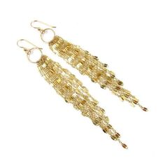 "Long Gold Chain Dangle Earrings~ You will love these beautiful long gold chain earrings, chain dangles from small hammered hoops. Great earrings for that special ocassion when you want to shine! Choose from two different sized hoops. Small .5\" hoop with chain dangle approx. 4\" Medium 1\" hoop with Chain dangle approx. 4.5\" SHOP~https://www.etsy.com/shop/hanamauicreations International buyers please read our shipping policies before ordering~ POLICIES~ https://www.etsy.com/shop/HanaMauiCreati Yellow Gold Metal Chandelier Earrings For Wedding, Elegant Gold Long Drop Chandelier Earrings, Wedding Chandelier Earrings In Yellow Gold, Wedding Yellow Gold Chandelier Earrings, Gold Brass Linear Earrings For Party, Gold Chain Dangle Brass Earrings, Gold Chain Dangle Earrings In Brass, Gold Linear Earrings With Dangling Beads For Party, Gold Long Drop Linear Earrings For Party