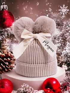 Lovely warm Pom Pom hats one size fits all but I think upto 11 really  With lovely Pom poms and a ribbon which I can add a name or message or hearts the choice is yours  Various colours  The writing can be in various colours  I have the following  Black  Silver glitter  White glitter  Red glitter  Gold glitter  White Pom Hats, Sparkly Belts, Personalized Hats, Glitter Gold, Chocolate Orange, Pom Pom Hat, White Glitter, Red Glitter, Pom Poms