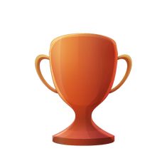 an orange trophy cup on a white background