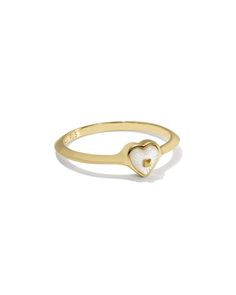 Adalynn 18k Gold Vermeil Heart Band Ring in Ivory Mother-of-Pearl | Kendra Scott Senior Rings Gold, Engagement Rings With Engraved Bands, Pearl Promise Ring, Purity Rings For Women, Gold Promise Rings For Her, Darry Ring, Promise Rings Gold, Simple Promise Rings, Dainty Promise Rings