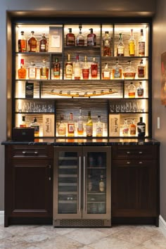 Custom bourbon bar Bar Lounge Room, Whiskey Lounge, Bourbon Room, Whiskey Room, Home Bar Areas, Home Bar Cabinet, Modern Home Bar, Bourbon Bar