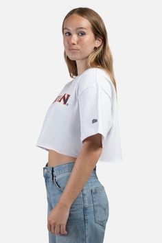 The Track Top! A drop shoulder jersey tee with a raw hem, inspired by vintage styles. SIZING AND DETAILS Sizing: XS-XXL Relaxed, oversized fit 100% Cotton Screenprint, Heat Transfer Vinyl logo application P.S. We’d love to see you repping this style! Make sure to tag us (@hypeandvice) to be featured :) Vinyl Logo, College Gear, Logo Application, Auburn University, Jersey Tee, Transfer Vinyl, Heat Transfer Vinyl, Auburn, Sale House