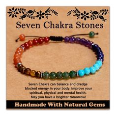 PRICES MAY VARY. Material and Size : 4mm High quality natural stone, Adjustable Size.Inner Circumference of the Gemstone Bracelet 6.5” (suitable for 6” to 8” wrist). Stone meaning or Effect : Seven Chakra can balance and dredge blocked energy in your body. Improve your spiritual, physical and mental health. May you have a brighter tomorrow! A IDEAL GIFT: The bracelet is packed in a velvet pouch, There are also two cards in the bag, one records the beautiful symbolism of the gemstone, and the other is a simple greeting card that can be handwritten. Is a great gift for friend, families, or yourself. Handmade Bracelet : We have designed a variety of colorful bracelets (spring jewelry, summer jewelry, autumn jewelry), and we are sure that there is a style that suits you. To ensure durable usag Simple Greeting Card, Feather Crafts Diy, Blocked Energy, Power Bracelet, Autumn Jewelry, Seven Chakra, Spring Bracelet, Energy Bracelets, Jewelry Summer