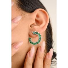 Trending Emerald & Diamonds C-Shape Front Facing Half Moon Earrings combine elegance and contemporary design. These stunning earrings feature vibrant emeralds and sparkling diamonds set in a unique C-shape, offering a modern twist on classic jewelry. Perfect for adding a touch of sophistication to any outfit, these earrings are a must-have for fashion-forward individuals seeking timeless beauty with a trendy edge. Emerald enhances intellectual capacity of the person. Designed with oval cut emerald set with halo of diamonds studded in c-shape 14K solid gold. This is a perfect Engagement Gift, Bridal Shower Gift, Secret Santa Gift, Gift For Sister, Mother Daughter Gift, Bride To Be Gift, Bridesmaid Gift, Thanksgiving Gift, Wedding Gift, Anniversary Present, Engagement Gift, Christmas Gift or Green Diamond Earrings For Parties, Modern Green Cubic Zirconia Jewelry, Green Diamond Hoop Earrings Fine Jewelry, Modern Emerald Gemstone Earrings, Modern Green Earrings For Anniversary, Perfect Engagement Gifts, Emerald Set, Half Moon Earrings, Diamond Cluster Earrings