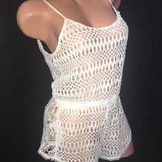 New Victoria’s Secret Crochet Romper Beach Cover Up. This Ivory Romper Is A Delicate Crochet With Adjustable Straps. Loose Fit Tank Style And Perfect For The Beach! White Crochet Swimwear For The Beach, White Open Knit Beachwear Swimwear, Casual White Crochet Top As Beach Cover-up, Casual White Crochet Top For Beach Cover-up, Casual White Crochet Top For Beach, Summer Lace Crochet Top, White Crochet Beach Dress For Beach Party, White Crochet Beachwear Cover-up, White Crochet Beach Dress For Beach Season