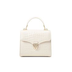 Luxury Everyday Satchel Shoulder Bag With Turn-lock Closure, Luxury White Shoulder Bag With Turn-lock Closure, Timeless Satchel With Turn-lock Closure And Double Handle, High-end Bags With Turn-lock Closure For Everyday Use, Luxury Everyday Shoulder Bag With Turn-lock Closure, Classic White Shoulder Bag With Turn-lock Closure, Elegant Evening Bag With Turn-lock Closure, Timeless Top Handle Satchel For Everyday Luxury, White Top Handle Shoulder Bag With Turn-lock Closure