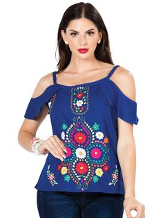 Mexican Artisanal Embroidered Blouse 100% Cotton Blue Classic Mexican Design Blouse Made in Mexico  by our Artesanos Does not include Accessories Handmade Blouse, Father Son Shirts, Mexican Blouse, Mexican Fashion, Design Blouse, Mexican Designs, Mexican Party, Summer Blouses, Womens Blouses