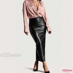 Qteee - Seductive High-Waisted Fitted Leather Skirt with Hip-Hugging Design Fall Pencil Skirt For Club, Fall Club Pencil Skirt, Elegant High Waist Mini Skirt For Going Out, Elegant Club Pencil Skirt, Elegant Pencil Skirt For Club, Chic High Waist Pencil Skirt For Going Out, Sleek Pencil Skirt Bottoms For Going Out, Elegant Club Mini Pencil Skirt, Elegant Mini Pencil Skirt For Club