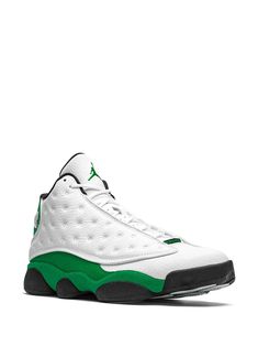 Shop Jordan Air Jordan 13 "Lucky Green" sneakers with Express Delivery - FARFETCH Jordan 13 Lucky Green, Retro 13, Air Jordan 13 Retro, Jordan 13 Retro, Jordan Air, Lucky Green, Green Sneakers, Jordan 13, Sneakers Blue