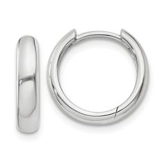 A Simple Huggie Style Hoop Earring Rendered In 14k White Gold Is A Classic Fashion Staple Suitable For Both Men And Women. This Pair Measures Approximately 3mm Wide By 12mm In Diameter And Features A Hinged Design With A Notched Post. Black Bow Item Number: E9758 White Gold Hoop Earrings, Bow Jewelry, White Earrings, Gold Polish, Fine Jewellery Earrings, Selling Jewelry, Gold Hoop, Gold Hoop Earrings, Fashion Earrings