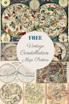 an old map with the words free vintage constellation maps