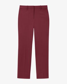 Smith Pant - Washable Wool Twill :: Shiraz – M.M.LaFleur Elegant Straight Fitted Pants, Slim Fit Straight Pants For Fall, Elegant Slim Fit Straight Pants, Slim Fit Pants With Straight Hem For Fall, Elegant Straight Fit Bottoms For Fall, Formal Straight Silhouette Bottoms For Spring, Formal Spring Bottoms With Straight Silhouette, Slim Fit Dress Pants With Straight Hem For Fall, Fall Slim Fit Dress Pants With Straight Hem