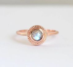 Moonstone Ring, 14k rose gold Engagement Ring Moonstone Engagement Ring Set, Delicate Engagement Ring, Sun Ring, Ring Moonstone, Moonstone Engagement, Solid Gold Band, Moonstone Engagement Ring, Bezel Ring, Blue Moonstone