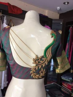 Peacock Blouse Designs, Blouse Designes, Saree Jacket Designs, Embroidery Blouses, Women Ethnic Wear, Saree Blouse Neck Designs, Latest Model Blouse Designs, Lehenga Blouse Designs, Blouse Back Neck Designs