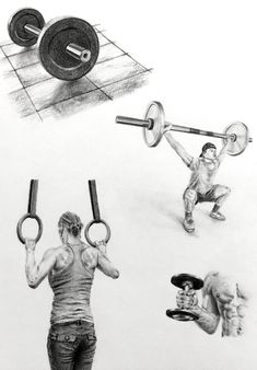 a drawing of a man doing exercises with barbells and weightlifters in front of the words'guide how to draw realism '