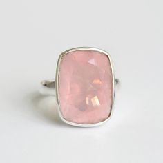 Handcrafted Rose Quartz Ring Silver, Cushion Gemstone, Natural Rose Quartz, Handmade Jewelry, 925 Sterling Silver, Gift For Her, Crystals Metal: 925 Sterling Silver Gemstone: Rose Quartz Stone Color: Pink Stone Shape: Cushion Stone Dimension: 12x16mm As all jewelry items in our shop are handcrafted and made for you upon order, please allow us 9-10 processing days to craft your unique gift.  Customization Requests Accepted Please reach out to us with your desired customization inquiry and we will Rose Quartz Jewelry, Rose Quartz Ring, Rose Quartz Stone, Pink Gemstones, Quartz Rose, Quartz Ring, Pink Stone, Quartz Stone, Ring Silver