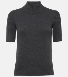 Cecil high-neck cashmere top in grey - Khaite | Mytheresa Fine Knit Cashmere Turtleneck Top, Cashmere High Neck Turtleneck, Luxury Fine Knit Cashmere Top, Black High Neck Cashmere Top, Black High Neck Cashmere Sweater, Suede Pencil Skirt, White Cashmere Sweater, Gray Cashmere Sweater, Camel Sweaters