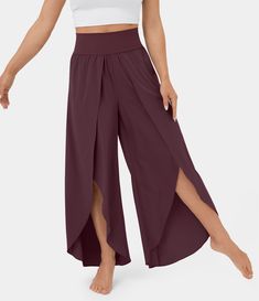 Difficult Yoga Poses, Split Yoga, Yoga Trousers, Elegant Pant, Palazzo Trousers, Split Legs, Perfect Pant, Summer Pants, Pantalon Large