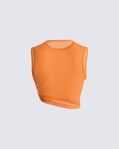 Nothing better than a colorful basic that can complete any look 🧡 Made from an orange mesh fabric - this asymmetrical crewneck tank is the pop of color we all need in our closet 👏🏼 Leave little to the imagination -- top is sheer & undergarments are not included Trendy Sheer Summer Tank Top, Spring Asymmetrical Sheer Top, Trendy Sheer Sleeveless Top, Sheer Asymmetrical Spring Tops, Sheer Asymmetrical Top For Spring, Trendy Sheer Tank Top For Spring, Asymmetrical Fitted Tank Top For Layering, Fitted Asymmetrical Tank Top For Layering, Sheer Mesh Tank Top For Summer