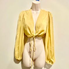 Brand New With Tags, Super Cute! Purchased At A Local Boutique Size Is Medium, But It Runs On The Smaller Side. Would Work For A Small Or A Smaller Medium. Color Is More Of A Pale Mustard Than Lemon Yellow Hard To Tell In The Photos. Clean, Smoke-Free Home Gold Long Sleeve Tops For Spring, Chic Yellow V-neck Crop Top, Yellow Long Sleeve Tops For Spring, Yellow V-neck Crop Top For Day Out, Gold V-neck Top For Beach, Gold V-neck Beach Top, Mustard V-neck Beach Top, Yellow V-neck Crop Top For Beach, Chic Mustard Tops For Spring