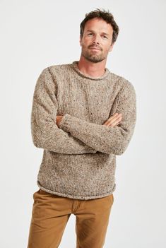 Steeped in the power of heritage and tradition. The Raheen Tweed Roll Neck Sweater is a timeless piece that holds its place in history and the present. Featuring a rolled crew neck collar, hem and cuffs with ribbing at the neck, you’ll find this piece brings a flattering, relaxed fit. Crafted with 100% Pure New Wool with set in sleeves and fully linked seams, the Raheen gives the wearer a perfect, smooth finish. Grandfather Shirts, Oatmeal Sweater, Wool Sweater Men, Aran Sweater, Mens Sweater, Roll Neck Sweater, Raincoats For Women, Knitwear Men, Kids Sweater