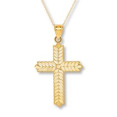 An ideal gift for a person of faith, this reversible cross necklace showcases the words, In God I Trust, on one side, while the reverse displays a diamond-cut pattern of leaves. Crafted of 14K yellow gold, the pendant suspends from an 18-inch rope chain that secures with a spring ring clasp. In God I Trust, Gold Stock, Jewelry Education, Jewelry Advice, Jared The Galleria Of Jewelry, Gold Bar Necklace, Dainty Gold Necklace, Necklace Chain Lengths, I Trust