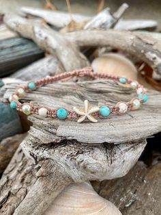 Ocean-inspired Friendship Bracelets For Beach Vacation, Anklet Macrame, Macrame Anklet, Dreamy Colors, Hemp Macrame, Starfish Anklets, Summer Anklets, Tiny Gifts, Anklets Boho