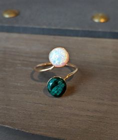 Adjustable Green Opal Ring, Elegant Adjustable Green Opal Ring, Unique Adjustable Green Opal Ring, Adjustable Green Opal Ring Gift, Double Stone Ring, Custom Birthstone Ring, Natural Opal Ring, Raw Emerald, Ring Birthstone