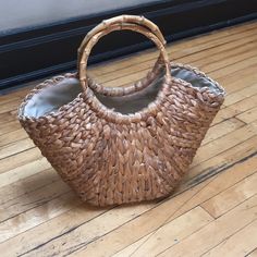 Large Wicker Purse With Rattan Ring Handles And Cotton Lining Wicker Purse, Ring Handle, Womens Tote Bags, Handles, Purse, Womens Sizes, Ring, Women Shopping, Color