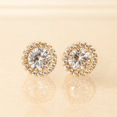 stud earrings, wedding earrings, bridal jewelry, bridal earrings, gold stud earrings ► Spend $200 | Receive 10% OFF Your Order with Code: 10OFF200 ► Please note in your order when your wedding date is Made with the best quality crystals, this These earrings are lightweight and comfortable to wear for long periods of time. MATERIALS + MEASUREMENTS: - .925 Sterling Silver, 14K Gold or Rose Gold over Sterling Silver - Cubic Zirconia pave crystals - Diameter 8 MM - Hypoallergenic post ALSO AVAILABLE Gold Earrings With Sparkling Stones For Anniversary, Elegant Gold Cluster Halo Earrings, Yellow Gold Earrings With Halo Setting For Wedding, Yellow Gold Halo Earrings For Wedding, Yellow Gold Halo Setting Earrings For Wedding, Gold Cluster Earrings With Sparkling Stones For Formal Events, Gold Drop Earrings With Halo Design, Gold Diamond Earrings With Halo Setting For Formal Occasions, Gold Halo Design Diamond Drop Earrings