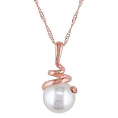 Showcase your sophisticated sense of style when you add this luminous freshwater cultured pearl pendant to your look. Showcase your sophisticated sense of style when you add this luminous freshwater cultured pearl pendant to your look.Click on this JEWELRY & WATCHES GUIDE to learn about fit, styles, materials and more! Pendant size: 19 mm x 8.3 mm Chain length: 17 in. Chain type: Singapore Clasp: spring-ring Metal: 14k rose gold Finish: polished Packaging: boxedCULTURED PEARL DETAILS Type: fresh Rose Gold Pearl Pendant Necklace In Fine Jewelry, Fine Jewelry Rose Gold Necklace With Pearl Pendant, Rose Gold Pearl Pendant Necklace Fine Jewelry, Rose Gold Round Necklace With Pearl Pendant, Rose Gold Pearl Charm Pendant Necklace, Rose Gold Necklace With Pearl Drop And Round Pendant, Rose Gold Pearl Pendant Necklace With Charm, Rose Gold Necklace With Pearl Drop Pendant, Rose Gold Pearl Necklace With Pendant