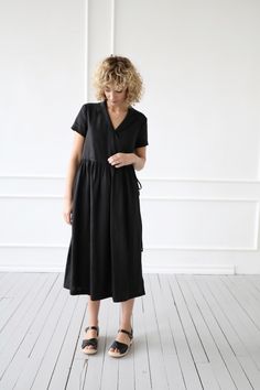 Linen Wrap Dress, Honest Beauty, Slow Living, Black Linen, Linen Dresses, Lithuania, Summer Style, Dress Skirt, Wrap Dress