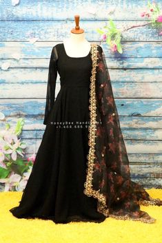 Indian Designerwear,Indian Designer Long Frock,Indian Dress for women,Indian Stitched Dress for Women,Latest Indian Partywear Dress Duppatta Anarkali Cotton Silk Dress With Sheer Dupatta, Cotton Silk Dress With Dori Work For Eid, Eid Cotton Silk Dress With Dori Work, Embroidered Cotton Silk Floor-length Dress, Traditional Drape Dresses In Cotton Silk With Dori Work, Cotton Silk Dresses With Dori Work In Traditional Drape, Navratri Embroidered Cotton Silk Dress, Long Sleeve Silk Dresses With Cutdana, Black Anarkali Dress With Cutdana Work