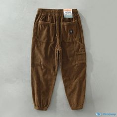 OrcaJump - Thickened Corduroy Pants: Casual and Wide-Legged Trousers Casual Bottoms With Patch Pockets For Fall, Casual Brown Cargo Pants For Fall, Brown Ankle-length Cargo Pants With Pockets, Brown Bottoms For Winter Streetwear, Wide Leg Corduroy Cargo Pants With Pockets, Wide-leg Corduroy Cargo Pants With Pockets, Wide Leg Corduroy Cargo Pants, Brown Winter Bottoms With Pockets, Brown Winter Streetwear Bottoms