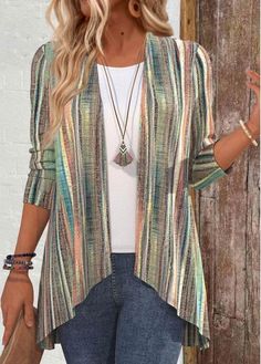 Color:Multi Color;Size:S;Size:M;Size:L;Size:XL;Size:XXL;Package Contents:1 X Light cardigan;Occasion:Other;Style:Casual; Clothes For Women Over 50 Casual, Woman Over 50 Fashion, Plus Size Clothing, Plus Size Business Casual Work Clothes, Trendy Outfits For Women, Light Cardigan, Stylish Outfits For Women Over 50, Big Girl Fashion, Over 50 Womens Fashion