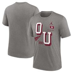 Gear up for game day with a spirited showing in the form of this Oklahoma Sooners Blitz Roll Call T-shirt from Jordan Brand. It features multiple Oklahoma Sooners graphics running across the torso for an unapologetic display of fandom and a classic, casual look that pairs well with any go-to cap or accessory. The tri-blend fabric ensures this tee rests comfortably each time you reach for it. Athletic Heather T-shirt With Team Logo For Fans, Casual Athletic Heather T-shirt For Game Day, University Logo T-shirt For Sports Season, Game Day University Logo T-shirt, Collegiate T-shirt With University Logo For Game Day, University Logo T-shirt For Sports Season Fan Gear, Collegiate Tops With University Logo, Collegiate Football Season Jersey T-shirt, Tri-blend Fan Apparel T-shirt For Game Day