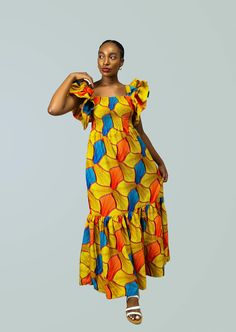 Lore Dress – Elisamama Chitenge Dresses, African Print Long Dress, Lace Styles For Wedding, Bubu Gown Styles, African Lace Styles, Short African Dresses, Ankara Gown Styles, Africa Dress, African Fashion Traditional