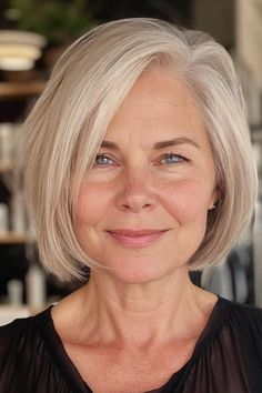 [Sponsored] 28 Older Women Hairstyles Guides To Find Out In No Time #olderwomenhairstyles Over 60s Hairstyles Older Women, Best Bob Haircuts For Fine Hair Over 50, Preppy Bob Hairstyles, Over 50 Bob Hairstyles, Short Bob Hairstyle Women, Hairstyles For Middle Hair, Mid Length Haircut Straight, Bob Without Bangs, Low Maintenance Haircut For Fine Hair