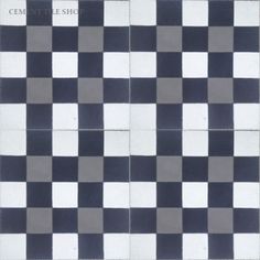 a black and white checkered tile pattern with the words centrale shop on it