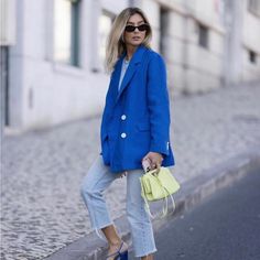 Questions? Leave A Comment Below! Oversized Blue Outerwear For Spring, Blue Oversized Outerwear For Spring, Blue Single Breasted Blazer For Spring, Spring Blue Single-breasted Blazer, Blue Summer Blazer With Long Sleeves, Casual Light Blue Office Outerwear, Blue Long Sleeve Summer Blazer, Chic Light Blue Summer Outerwear, Summer Blue Blazer