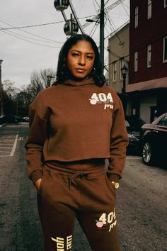 This one's for the natives. Introducing the 404 FRVR Chocolate Cropped Hoodie. Our premium cotton, cropped fit, and cream puff print screen printing ensures that this hoodie brings equal parts style and substance. Leave no doubt about where you stand with our "We Grew Here You Flew Here" messaging that's sure to be a conversation starter. Will the real Atlanta natives please stand up? Model is 5'9 and wearing a medium. Fit Type: Cropped hoodie with a women's fit. Your standard size will be true Cropped Hoodie For Streetwear With Relaxed Fit, Cropped Hoodie For Spring Streetwear, Brown Hoodie For Spring Streetwear, Brown Spring Streetwear Hoodie, Forest Green Hoodie, Cream Puff, Print Screen, Puff Print, Cream Puffs