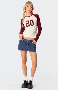 Twenty feels awfully good in this baseball-inspired cotton T-shirt made with sporty raglan sleeves. Crewneck Long sleeves 95% cotton, 5% spandex Machine wash, dry flat Imported Ideal Body, Swimwear Dress, S Models, Model Height, Pacsun, Sleeve Cotton, Raglan Sleeve, Cotton Spandex, Set Dress